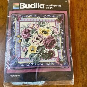 Bucilla Needlepoint Pillow Kit Country Roses Floral Design 14 Square New